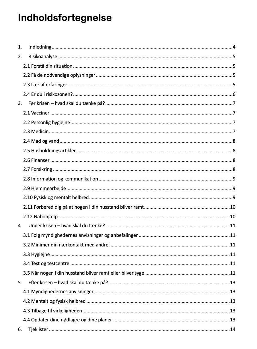 Forberedelse til Virus / Epidemi / Pandemi