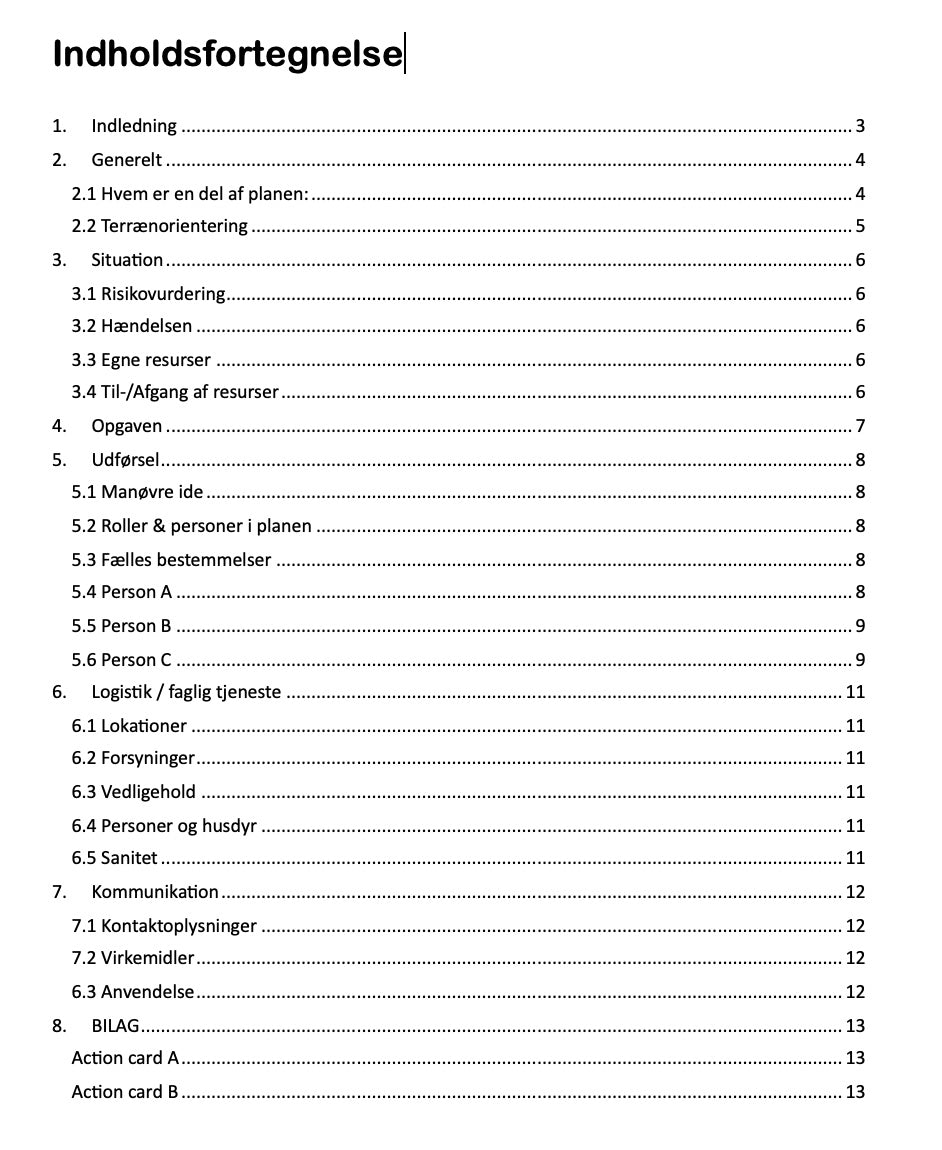 Beredskabsplan til private