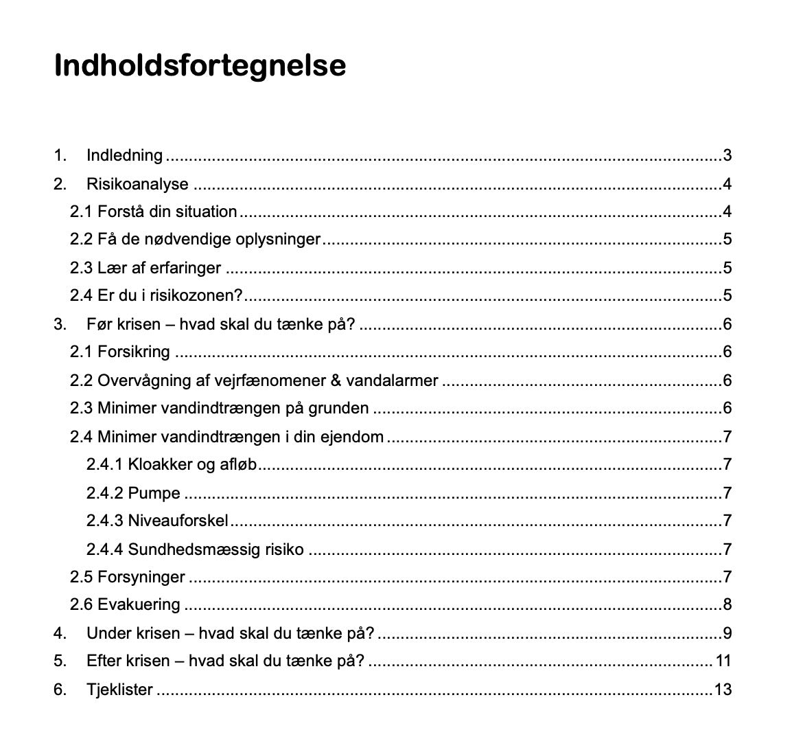 Forberedelse til oversvømmelse